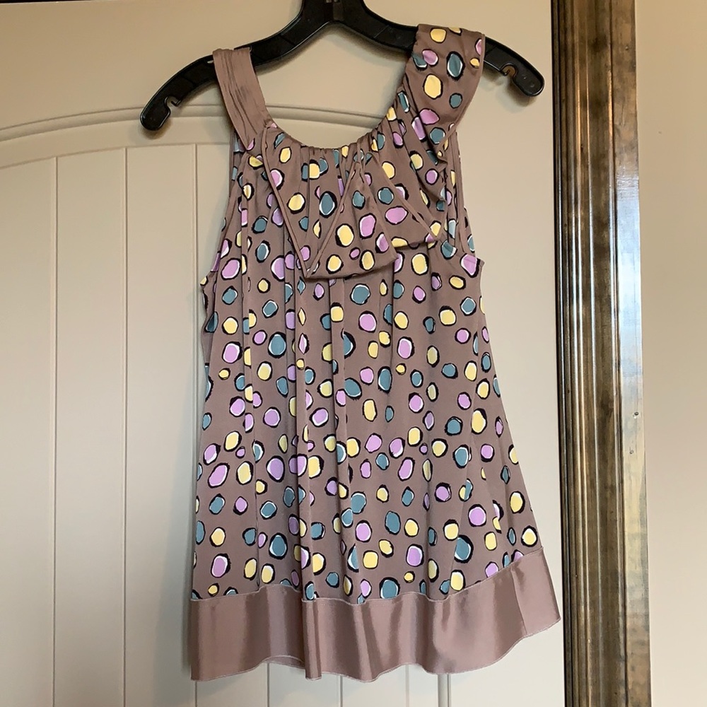BCBGMaxAzria Polka Dot Silk Sleeveless Top